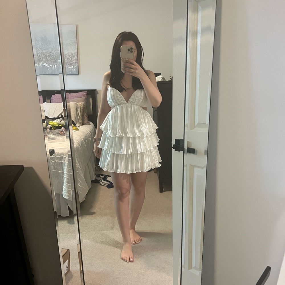 BHLDN tiered pleated cut out anastasia mini dress